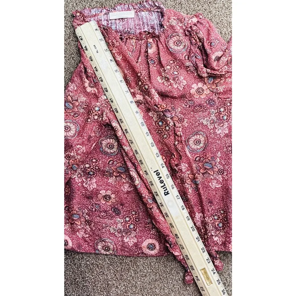 Ulla Johnson Sandalwood Long-Sleeve Manet Blouse Floral Print Rust Color Size 4